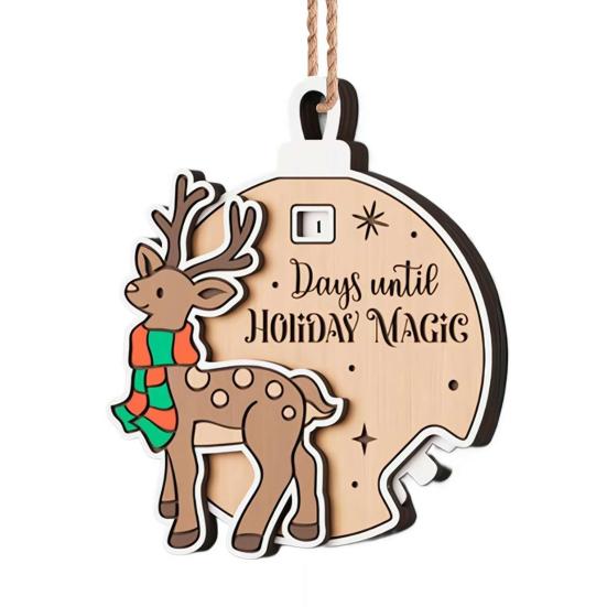 Xmas Countdown Sign Wooden Days Until Christmas Ornament Rustic Hanging Advent Calendar for Mantel Christmas Tree Decoration