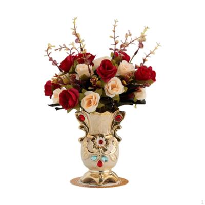Künstliche Blumen mit Vase Knospenblumen Topf Arrangement für Hotelpartys Tisch
