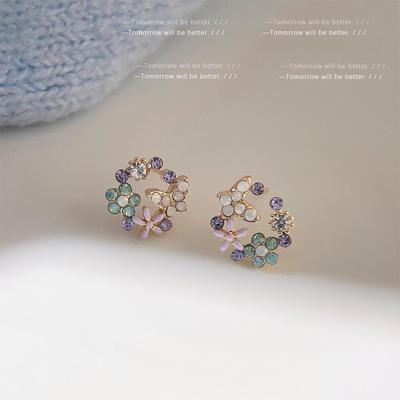 Hyuna-Inspired Colorful Diamond Flower Earrings - Fresh, Sweet, High-End and Versatile for Spring and Summer