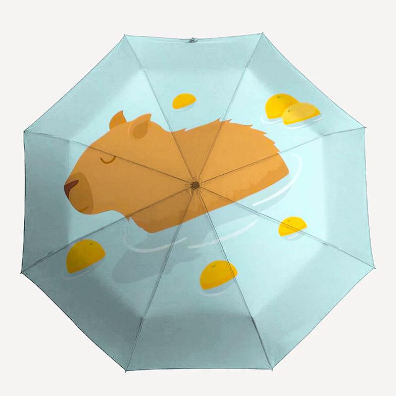 1 шт. Капибара с плавающим узором, Маленький компактный дорожный ветрозащитный зонт, Автоматический складной зонт, Автоматическое открытие/закрытие, Подарок-72