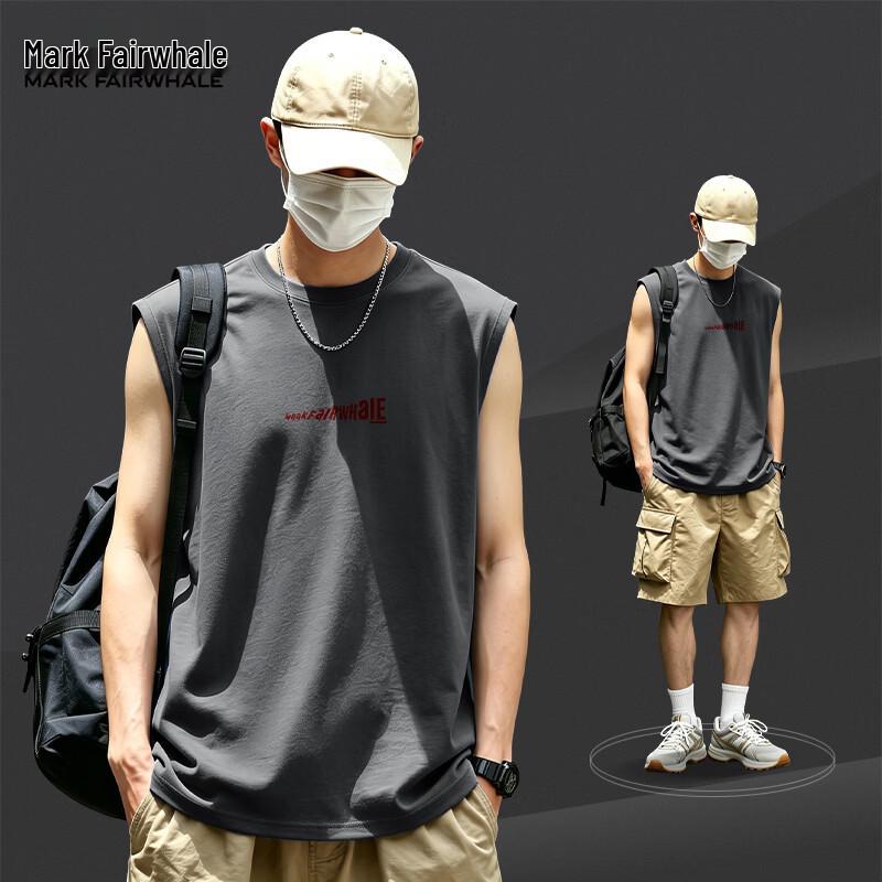 Mark Fairwhale Men s American College Style Cotton Sleeveless T-Shirt XL темно серый