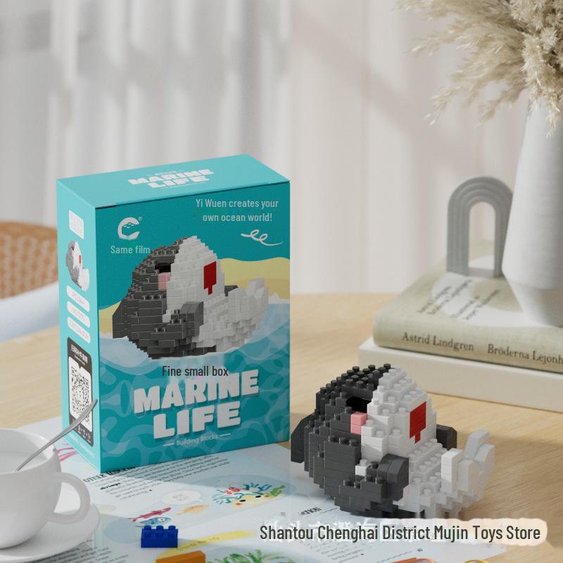 Marine Life Mini Block Toy Set: Shark & Penguin Compatible with Lego