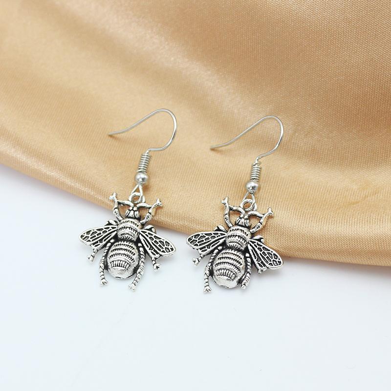 

Reteo Copper Color Personalized Little Bee Dangle Earring for Women Vintage Style Simple Brincos Zircon Girl Gift