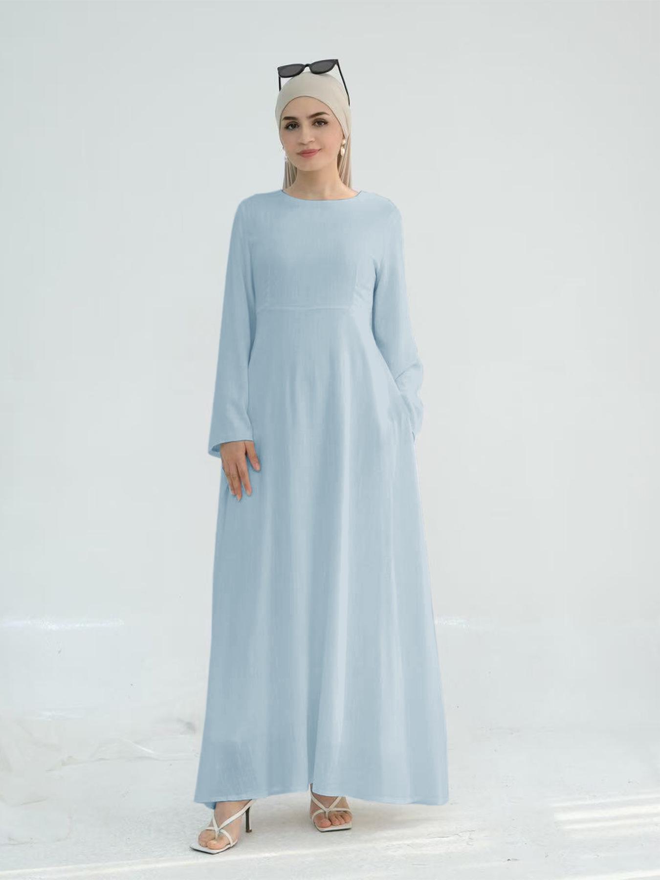 

Loriya Solid Color Waist-Fitted Long Robe S