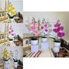 Realistic Artificial Orchid Arrangement With Small Round Pot For Indoor And Outdoor Decoration