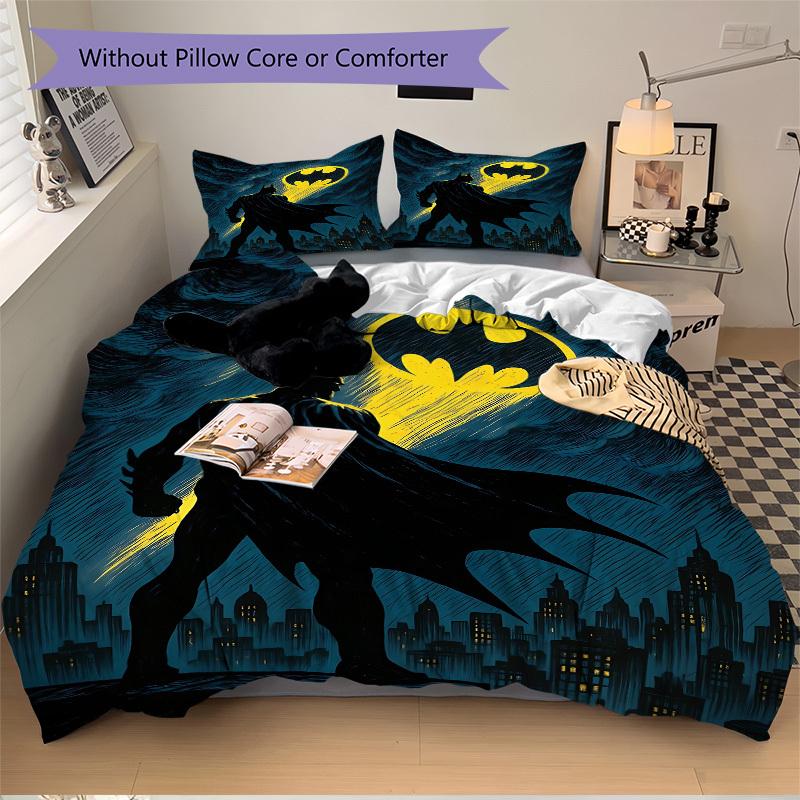 3pcs Batman Duvet Cover Set, 1 Duvet Cover + 2 Pillowcases (No Insert), High-Definition Print for All Seasons,Durable yy251103039