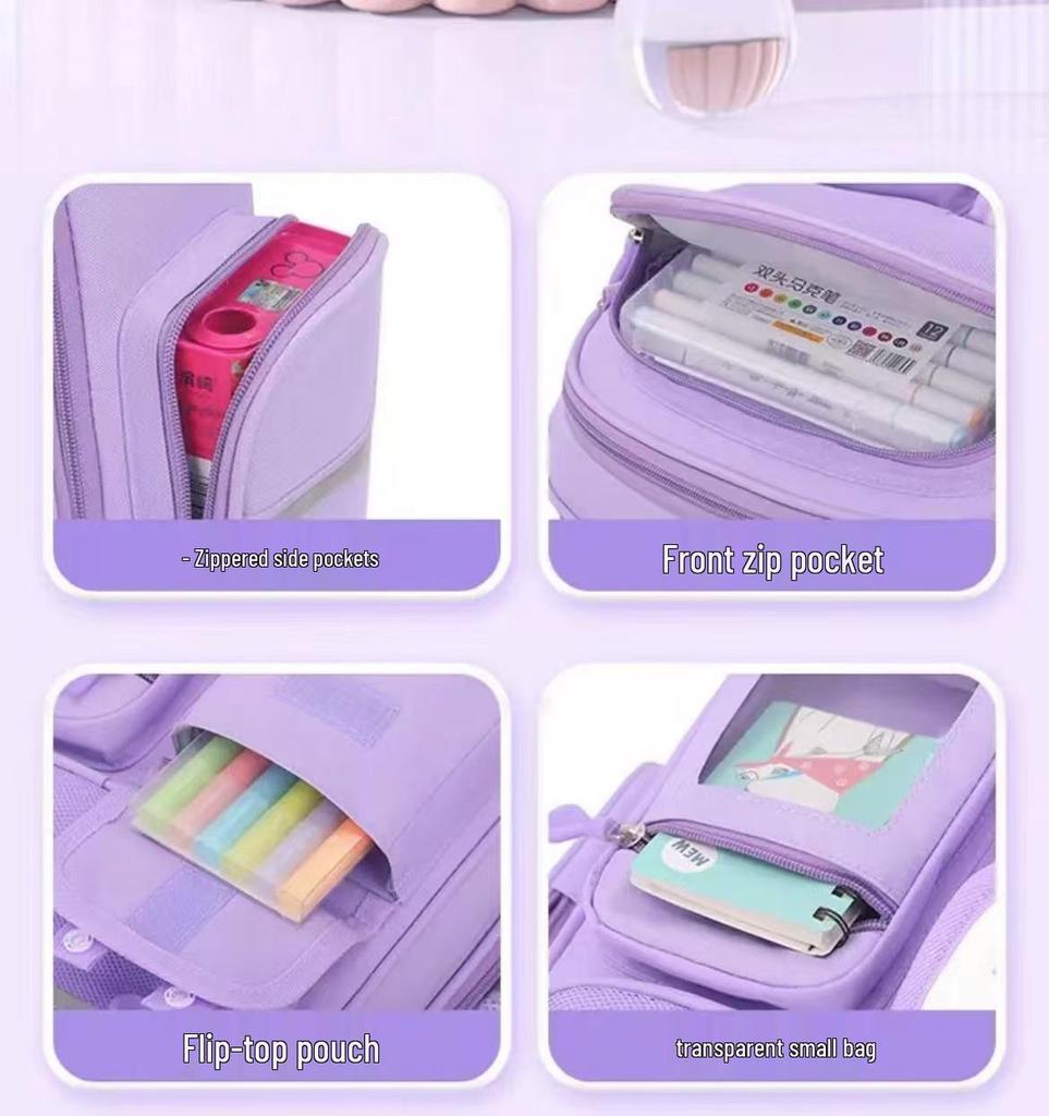 Kuromi Spine-Protecting Schoolbag: Lightweight, Large Capacity for Sixth Grade Girls