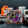 Hall Cabinet Skull Pumpkin Figure with Paint Pattern for Holiday Indoor Shelf Table Room for Mantels Entryway and Home