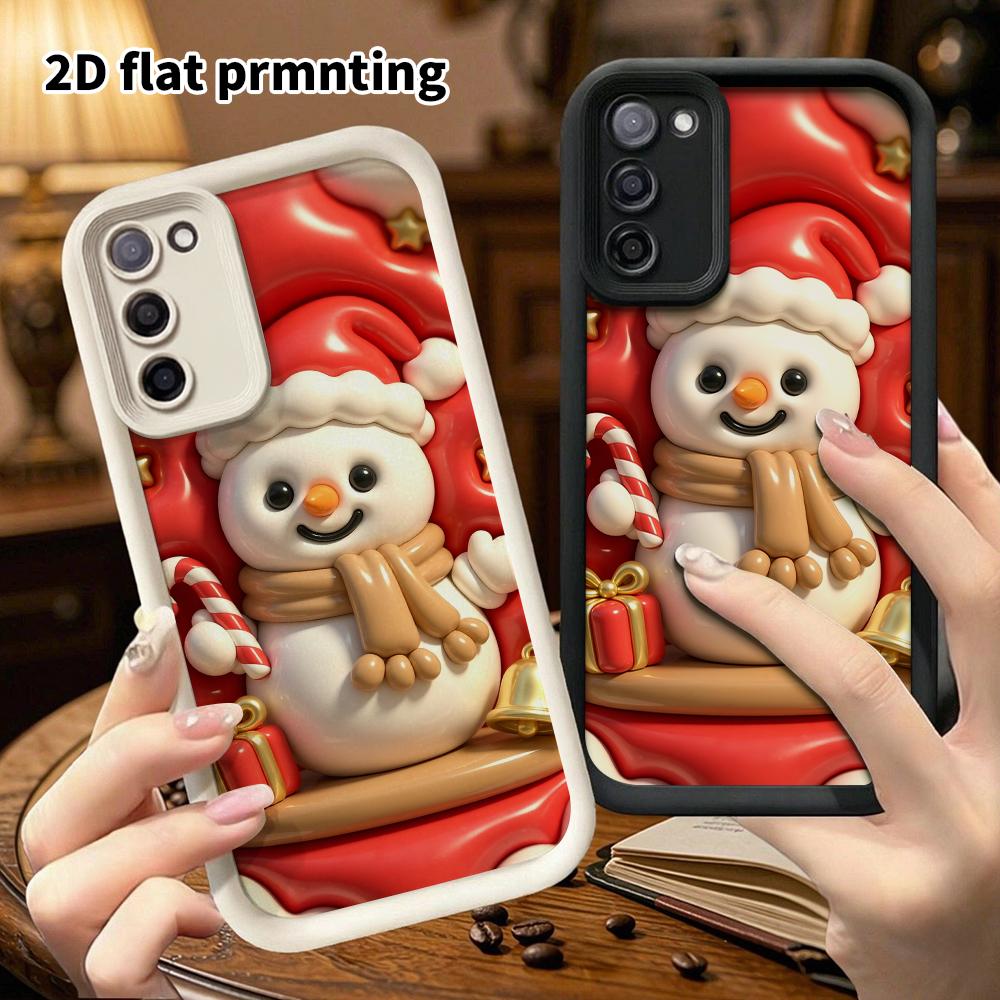 Phone case: 2D flat, suitable for Samsung Galaxy A34 A35 M05 M06 S20 S22 S21 FE Plus 5G protective case, Christmas snowman, perfect holiday gift for C