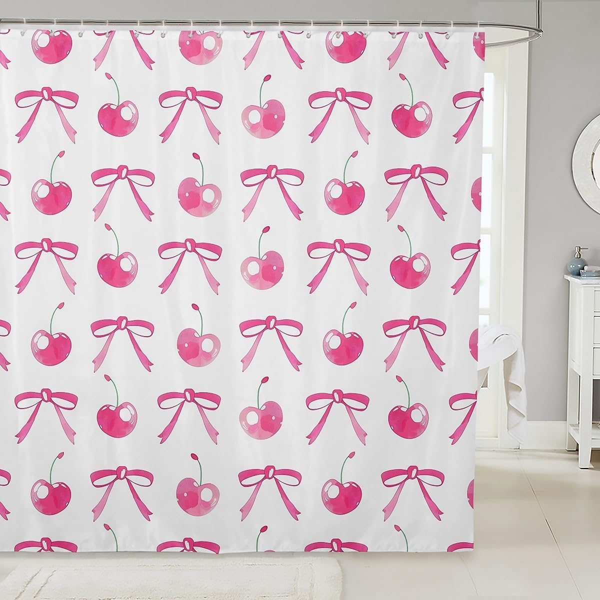 Cute Dog Shower Curtain Surfing Dog Fabric Shower Curtains for Bathroom Summer Ocean Coastal Waterproof Fabric Kawaii Cartoon 90x180CM