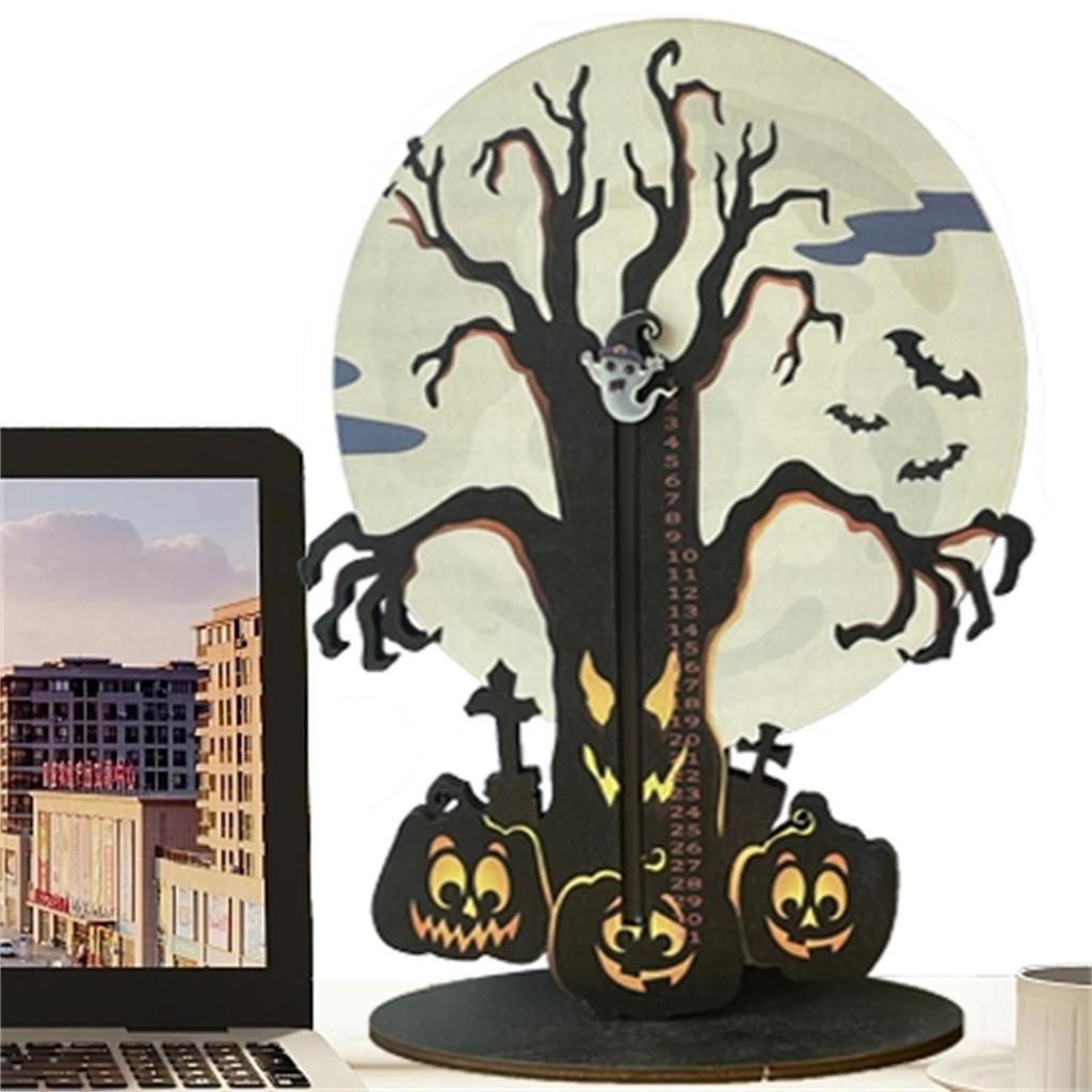 Halloween Adventskalender aus Holz in Form eines toten Baumes, Feiertags-Countdown-Ornamente, Heimdekoration