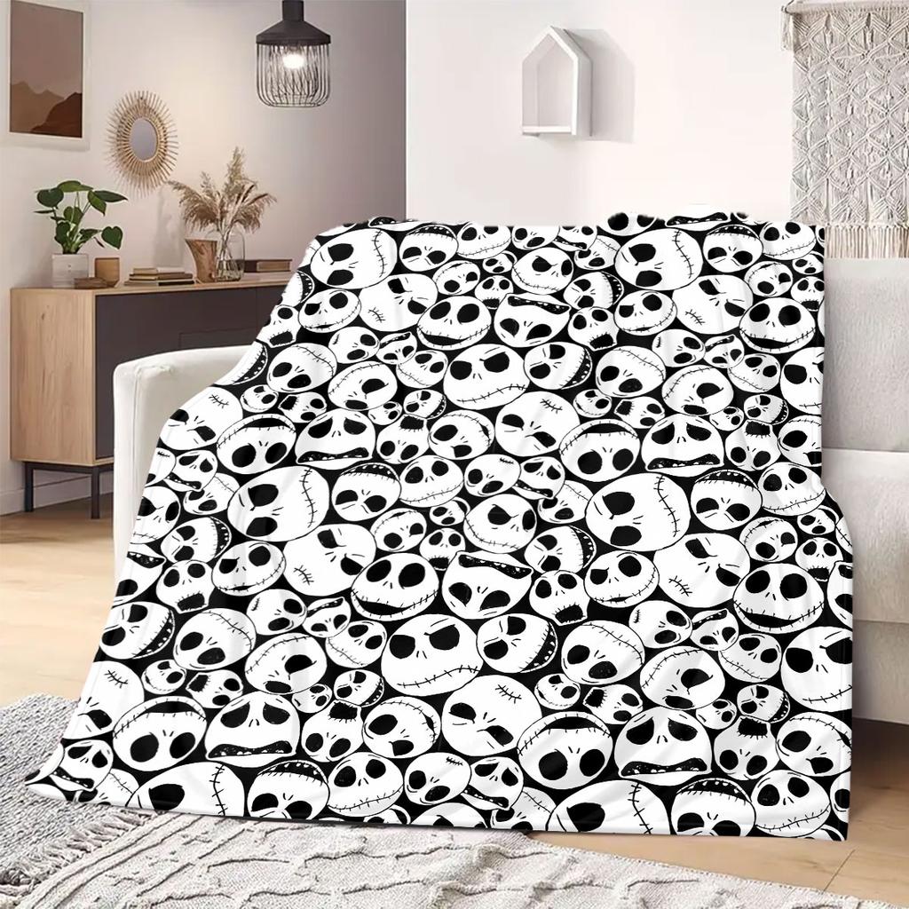Jack Sally Home Decor Flannel Blanket Print Cartoon for Sofas Beds Bedrooms Chairs Travel Picnics Great Gift Idea Various Sizes