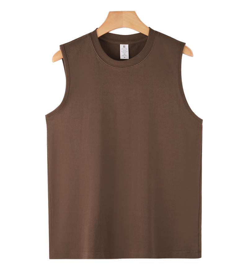 230g Pure Cotton Sleeveless Round Neck Sports Vest - Fitness & Basketball Training Top with Printed Logo.