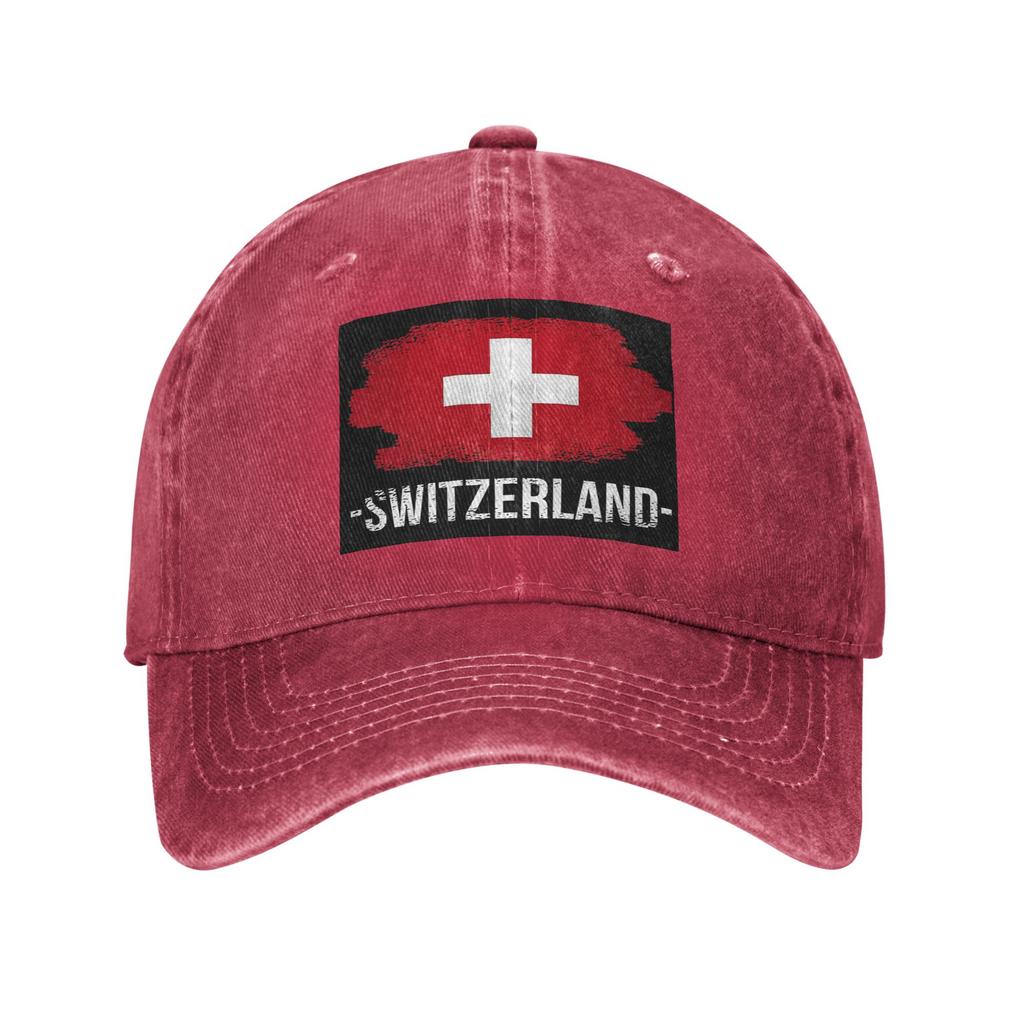 Schweizer Schweiz Flagge Denim Stoff Kappe Lässige Baseballkappen Verstellbarer Hut Sommer Unisex Baseballkappen
