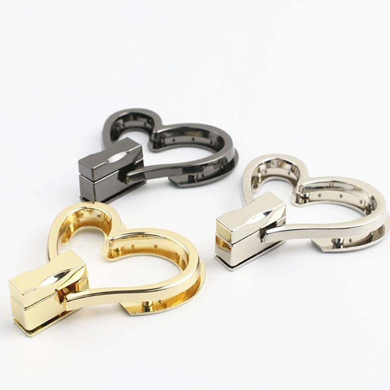 Heart Shape Bag Clasp Fashion Bag Closure Metal Bag Lock Clasp Turn Lock Buckles Hardware Bag Accessories for DIY Bag
