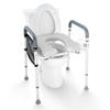 Assento Elevado para Vaso Sanitário, Ajuste de Altura de 7 Posições 490 - 640 mm, Capacidade de Peso de 158,7 kg, com Estrutura de Alumínio Acolchoada para Conforto, Assento de Vaso Sanitário Universal