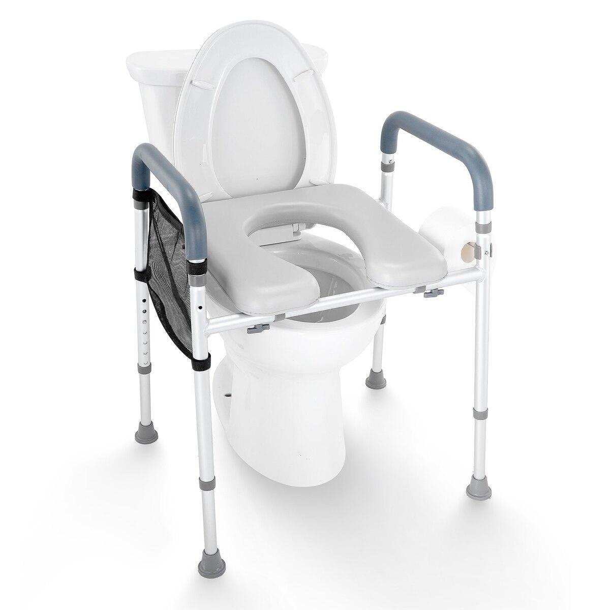 Podwyższenie sedesu, 7-stopniowa regulacja wysokości 490 - 640 mm, Nośność 158,7 kg, z amortyzowaną aluminiową ramą, Uniwersalne podwyższenie sedesu