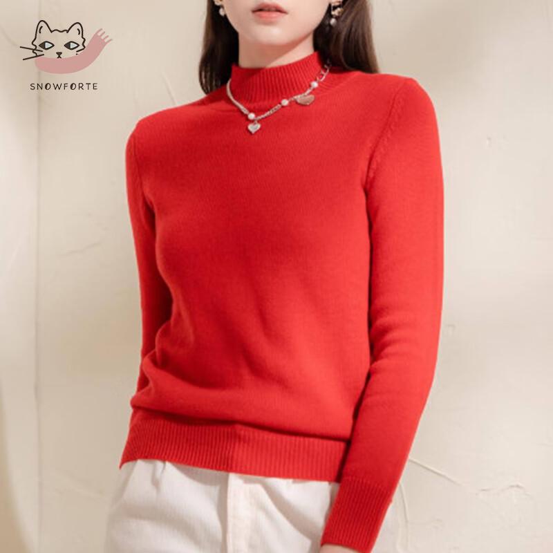 Sinuofude Women's Cashmere Blend Semi-High Neck Sweater
