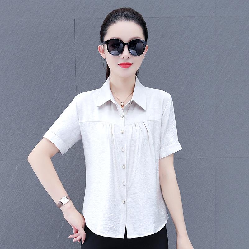 Stylish Women's Short-Sleeve Tummy-Concealing Summer Shirt - Casual Loose Fit