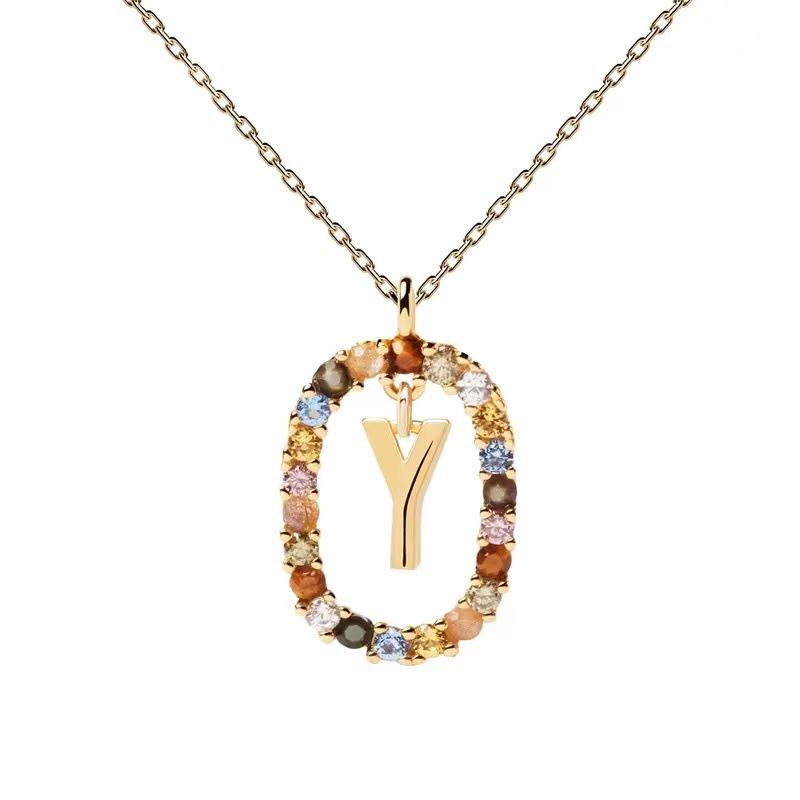 European & American Spanish Zircon Alphabet Necklace - Stylish Clavicle Chain Pendant