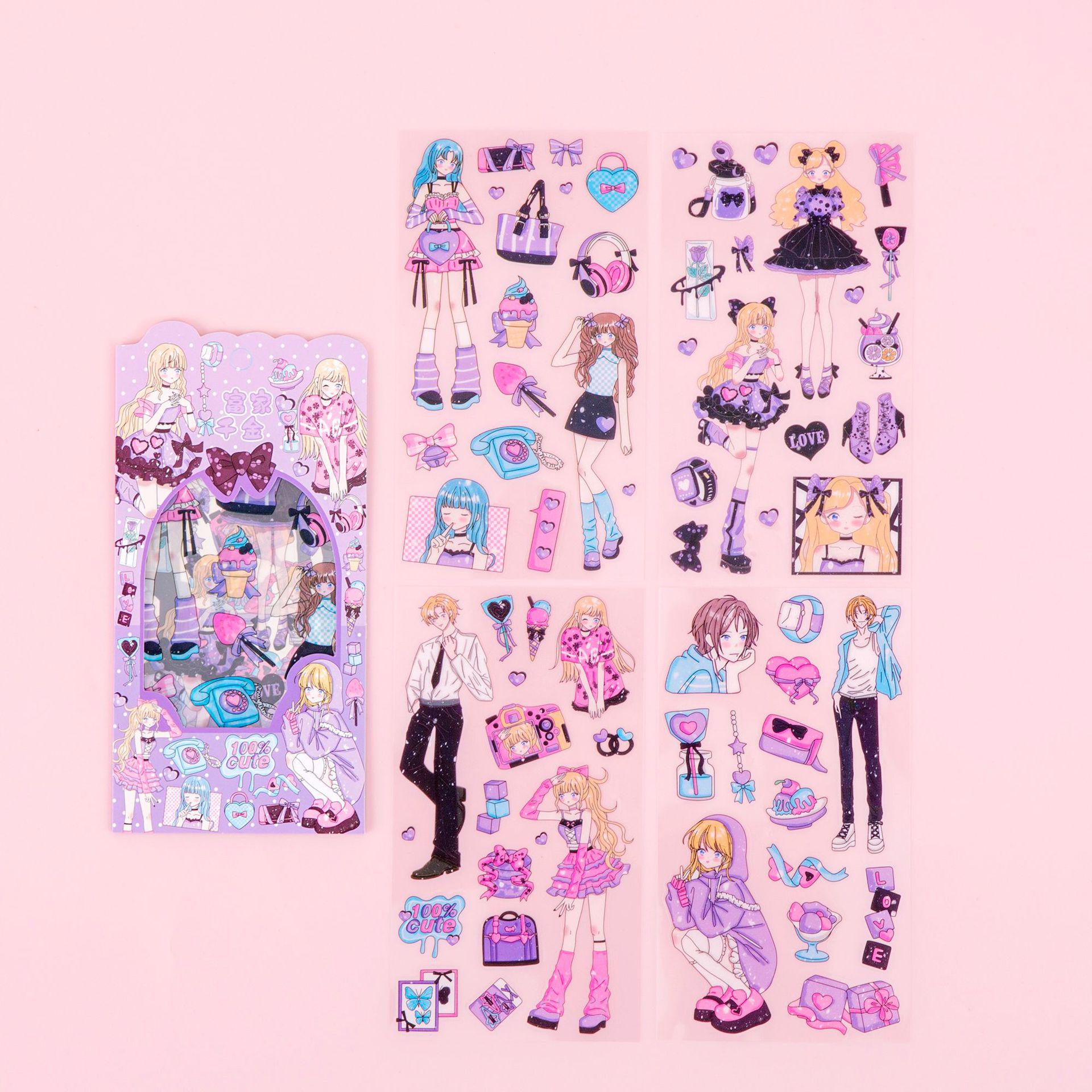 Cute Anime Girl Sticker Pack - Creative PET Stickers for DIY Journals and Decoration