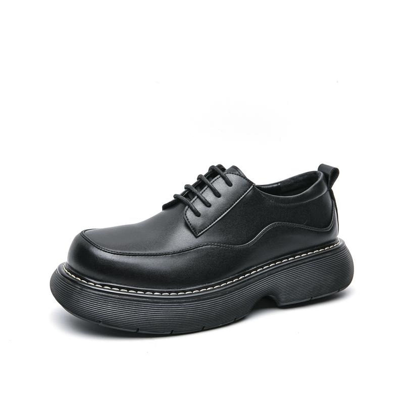 Fashion Italian Brand Thick Soled Handmade Sole Men's Oxford Shoes Office Men's Business Casual Shoes Leather Low Top Shoes Khaki