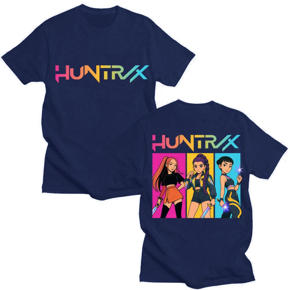 Kpop Anime Dämonenjäger Huntrix Girls Mode T-Shirts Männer Frauen Ästhetisches Manga T-Shirt Übergroß Baumwolle Lässig Street T-Shirt