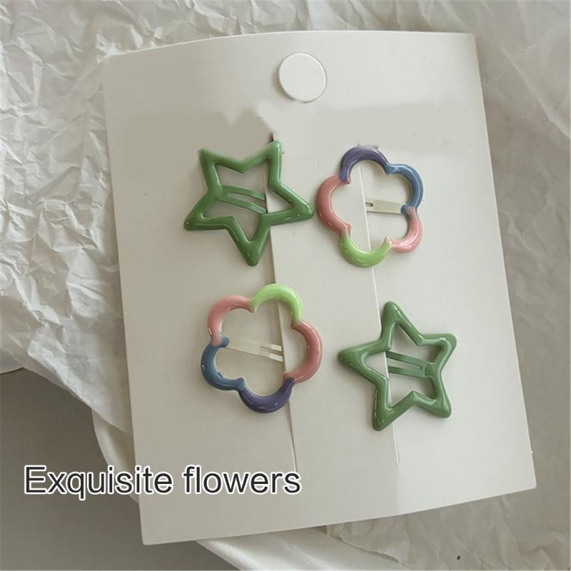 Stjärn Hårklämmor Set med 4 Harajuku Sidoklämma Hårnål Dam Hårstylingverktyg för Sidbena Flicka Huvudbonad Barn Hårklämma