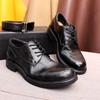Fashion Men's Handmade Goodyear Sewn Derby Formal Shoes Soft Genuine Leather Round Toe Comfortable Non-Slip Casual Shoes