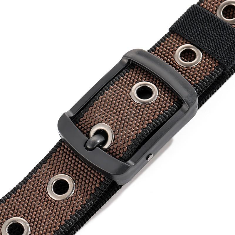 Reversible Dual-Color Nylon Belt With Rotating Pin Buckle Unisex Casual Waistband Jeans Pants