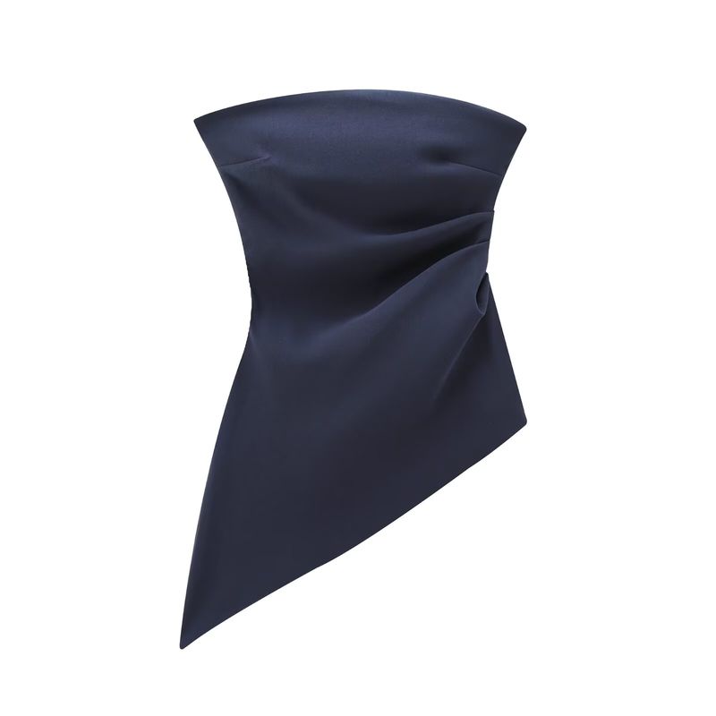Jnleaog Autumn New Women's Clothing Fashion Style French Style Design Ruched Asymmetric Tops 0085837