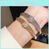 Geometric Square Zircon Bracelet With Gold Plating For Elegant Women