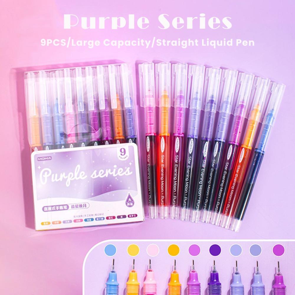 

9PCS/Set Morandi Color Color Straight Liquid Pen DIY Painting Graffiti Art Marker Pen Students Purple Series