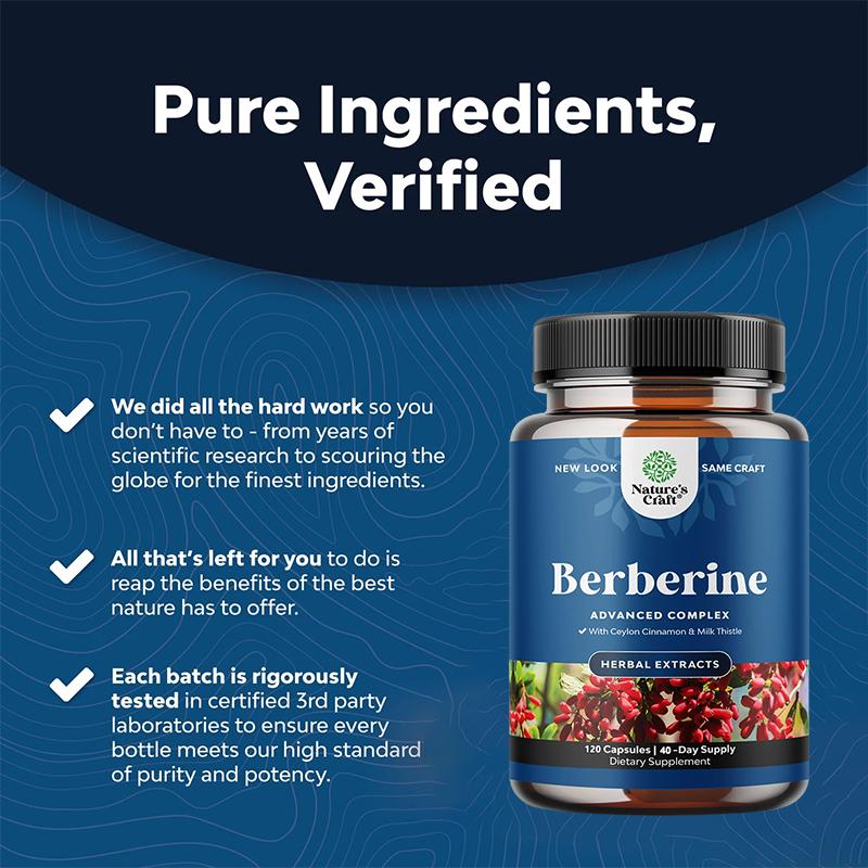 Berberine composite capsules contain 1200mg berberine and Ceylon cinnamon to maintain blood glucose metabolism and heart health120 capsules