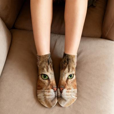 Gerçekçi Kedi Yüzlü Çoraplar 3D Kedi Baskılı Hayvan Çorapları Nefes Alabilir Komik Günlük Çoraplar Kedi Severler İçin Şaka Hediyeleri Erkek Kadın