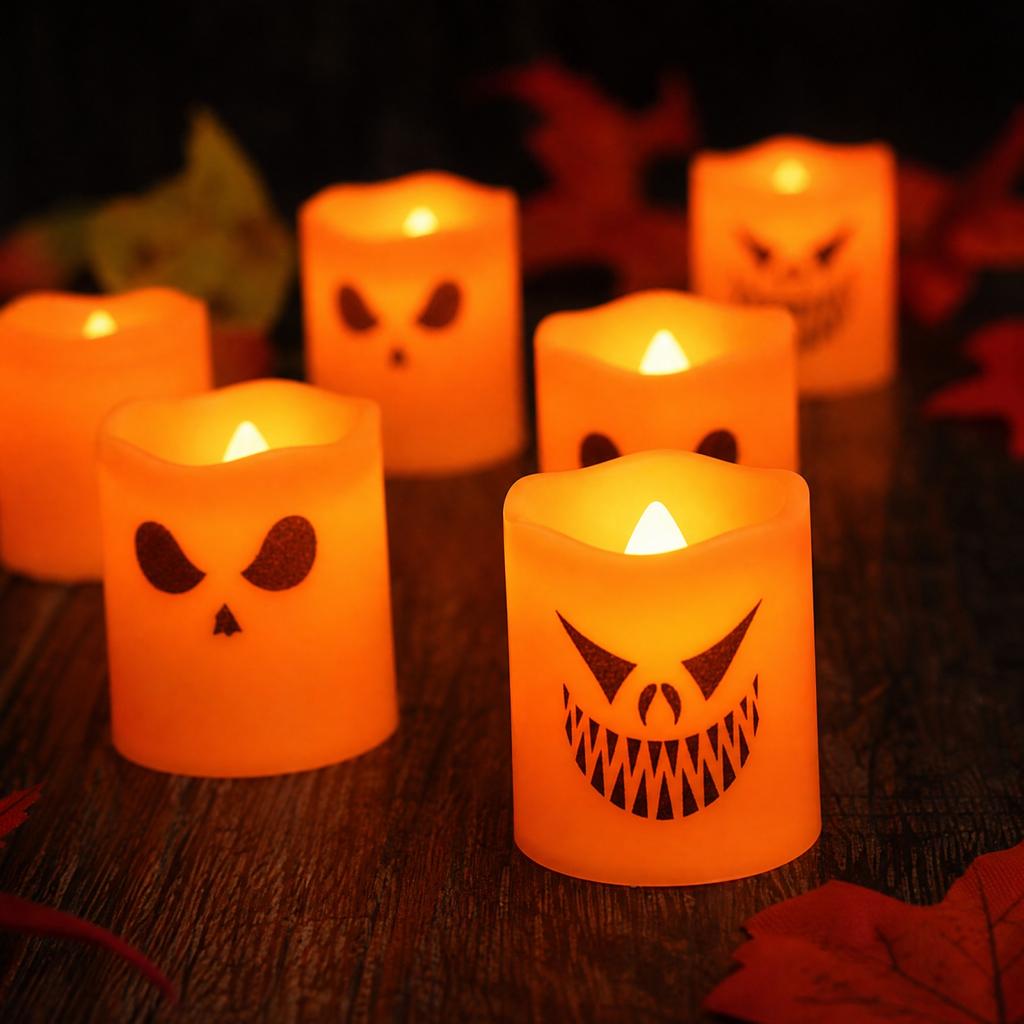 Halloween LED Hand Candles Pack - Flickering Flameless Tea Lights for Party Decorations and Night Light