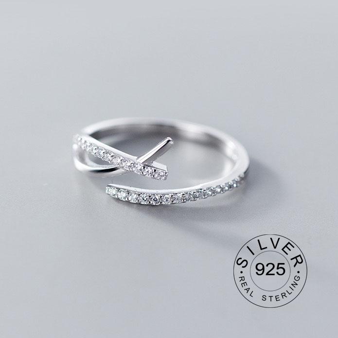 Xiaomi 925 Sterling Silver Zircon Rings For Women Geometric Fine Jewelry Finger Adjustable Geometric CZ  Ring For Party Birthday Gift