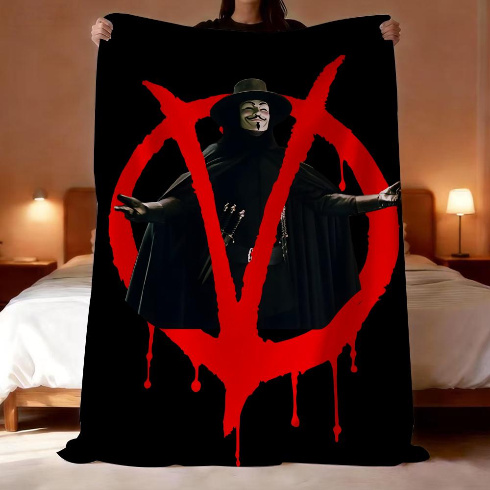 Classic Thriller Movie V for Vendetta Throw Lightweight 240g Flannel Blanket Soft Skin-friendly for Summer Cooling