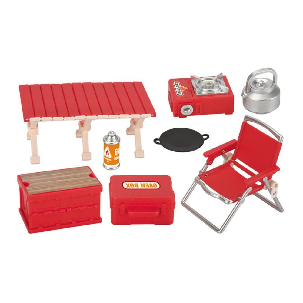 Simulation Model Miniature Camping Picnic Set Pretend Play Early Education Folding Chair Gas Stoves Model Role Play Kawaii