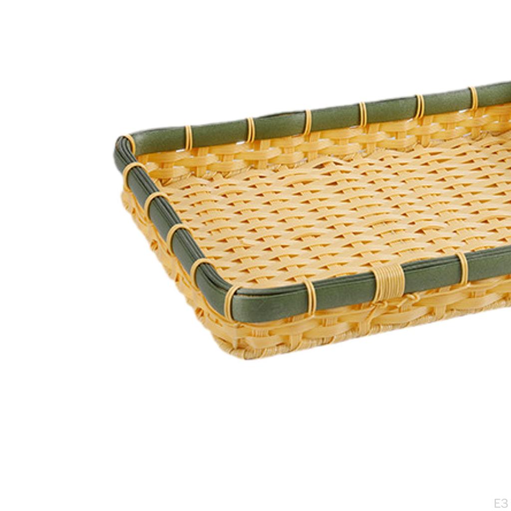 Bambuskorb Handgeflochtenes Tablett Heimdeko Behälter Organizer für Süßigkeiten Eingangsbereich