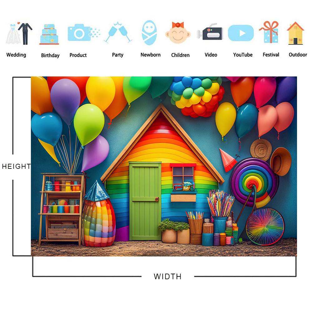 Bonvvie Photography Background Colorful Balloon Baby 1st Birthday Party Decoration Banner Photobooth Backdrop for Photo Studio8