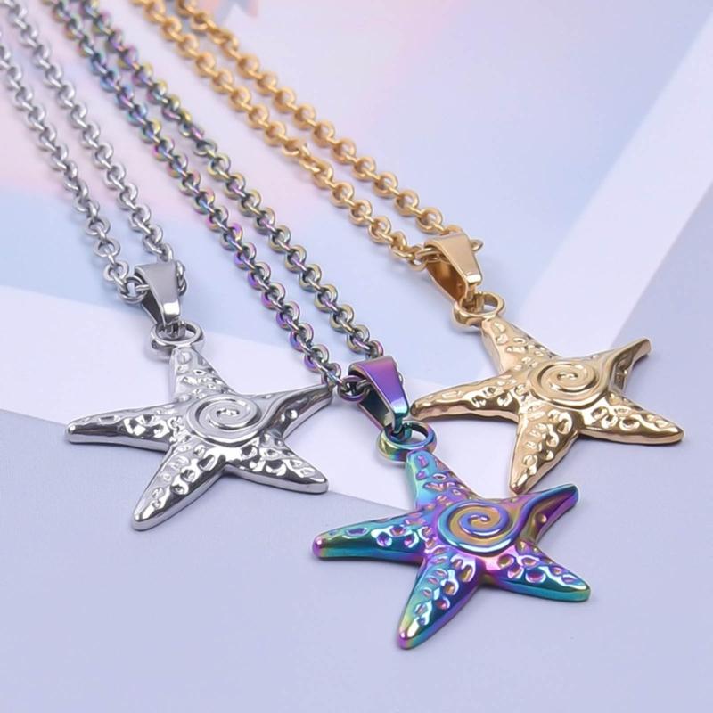 Star Necklace Y2K for Teen Girls Women Starfish Pendant Summer Jewelry Starfish Ocean Sea-Life Necklace Clavicle Chain