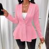 Women's Jacquard Textured Single Button Mussel Collar Long Sleeve Jacket