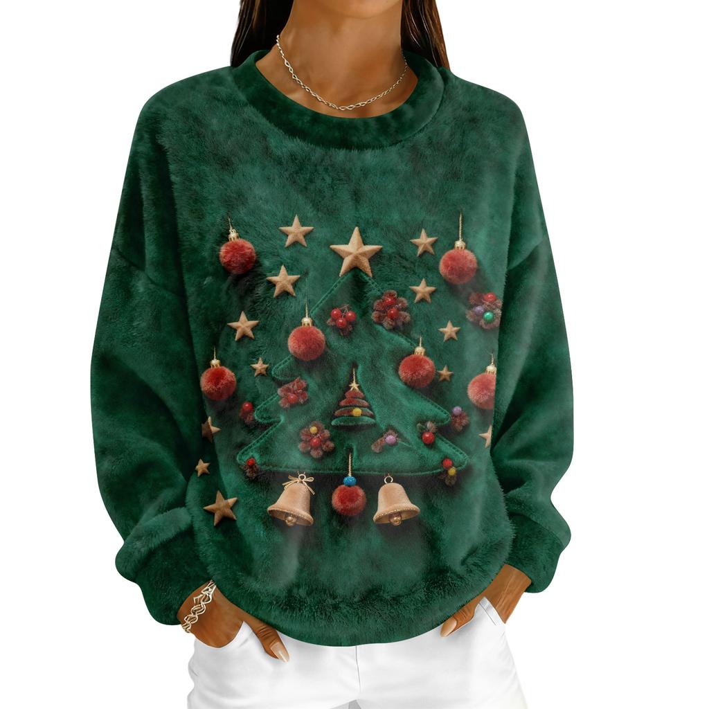 Dammode Fleece Hoodie Långärmad Rund Hals Casual Bekväm Lös Passform Lättviktig Dam-Hoodie