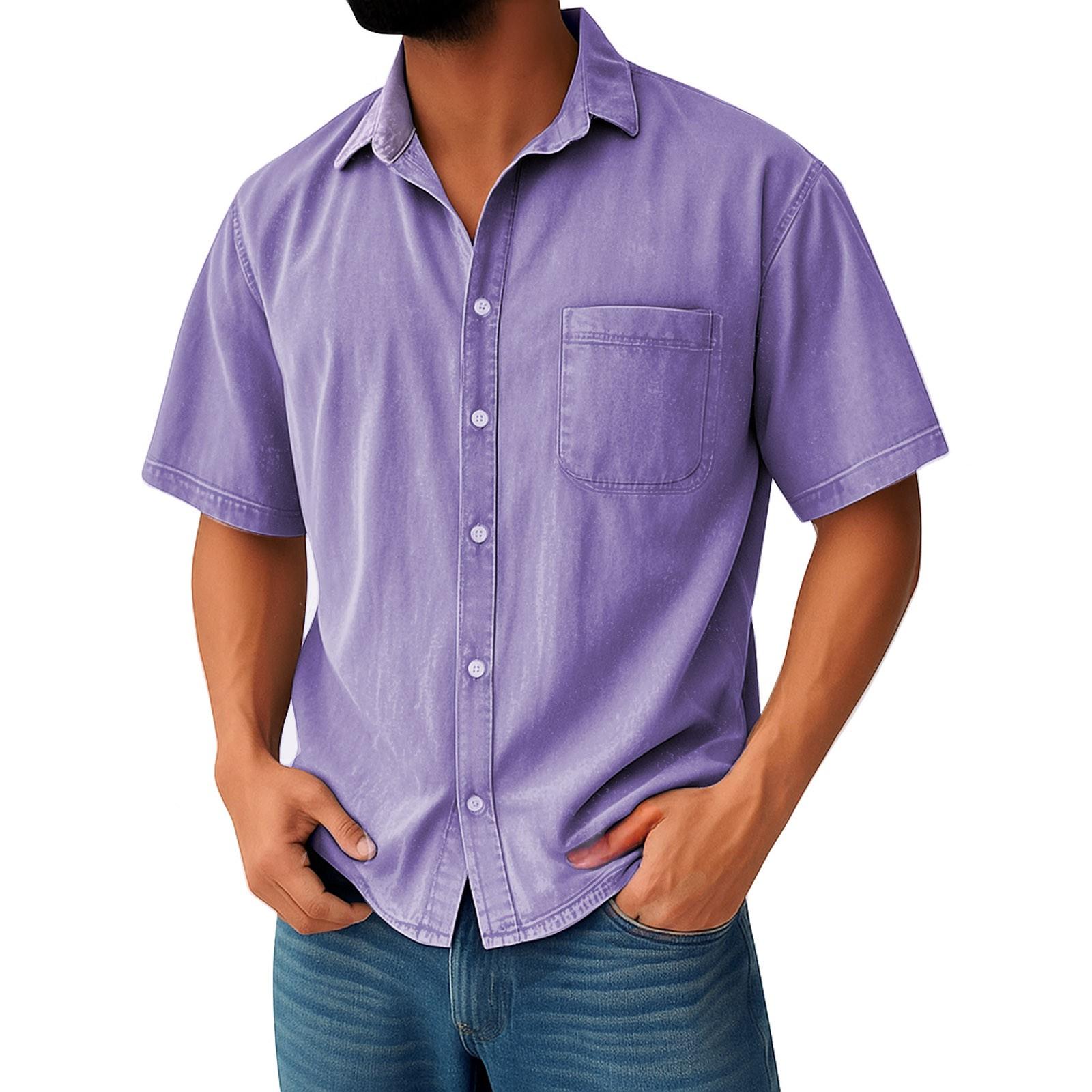 

Мужские винтажные рубашки для боулинга на пуговицах с коротким рукавом, летняя пляжная рубашка S фиолетовый