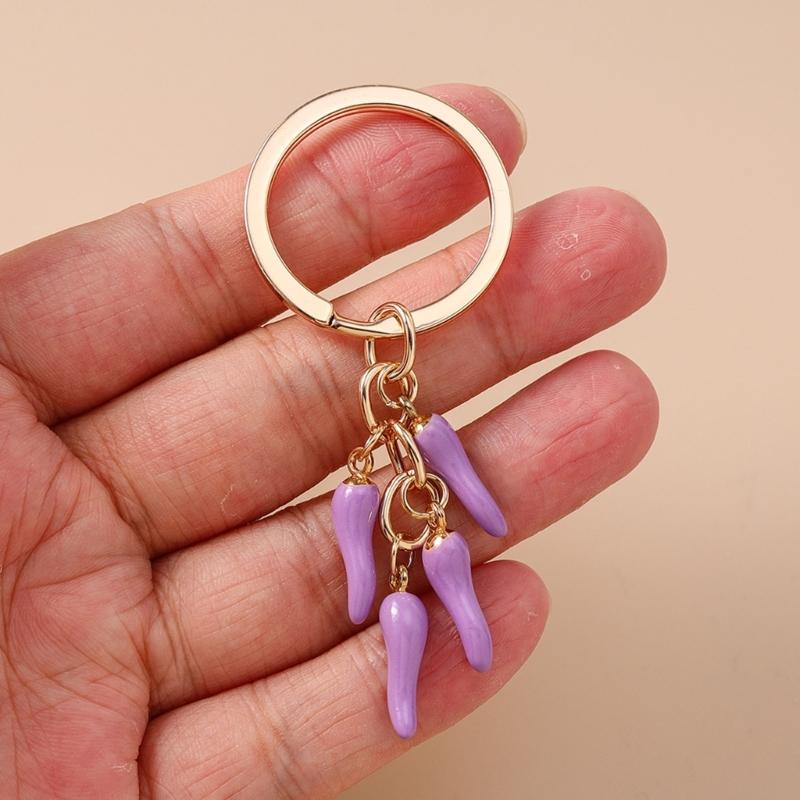 Fun Mini Chili Keyring Stylish Decorative Zinc Alloy Keychain Hanging Ornament For Keys Purses Gift