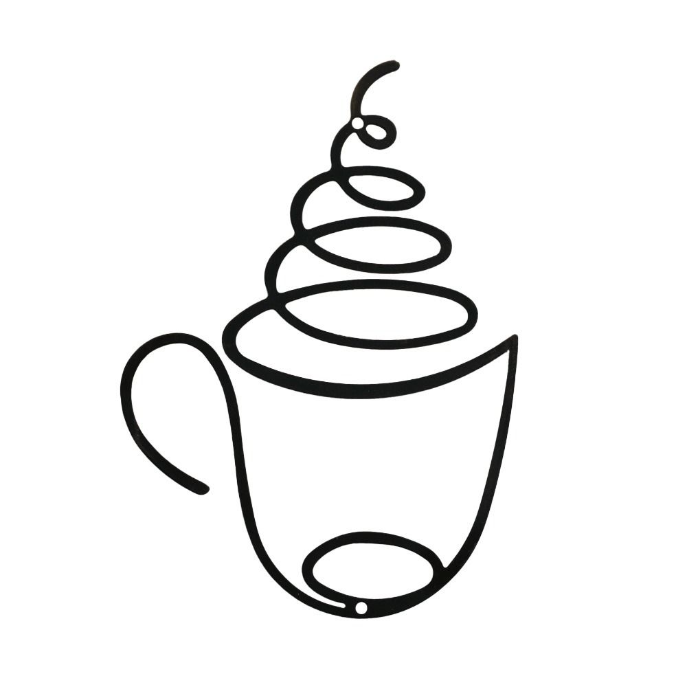 Black Wall Hanging Decoration Coffee Cup Wall Iron Art for Milk Tea Shop