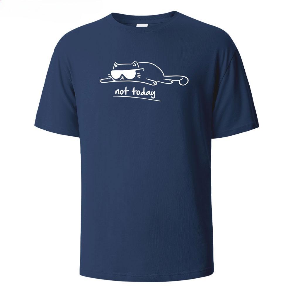 Not Today Cat Printed Comfortable Cotton Tshirt Men Simple Crew Neck Design Soft Breathable Short Sleeve Basic Men's T-shirt Top