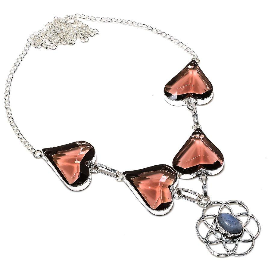 

Натуральный камень ангелит, аметист, ювелирное ожерелье из стерлингового серебра 925 пробы, 18 дюймов, G1g16