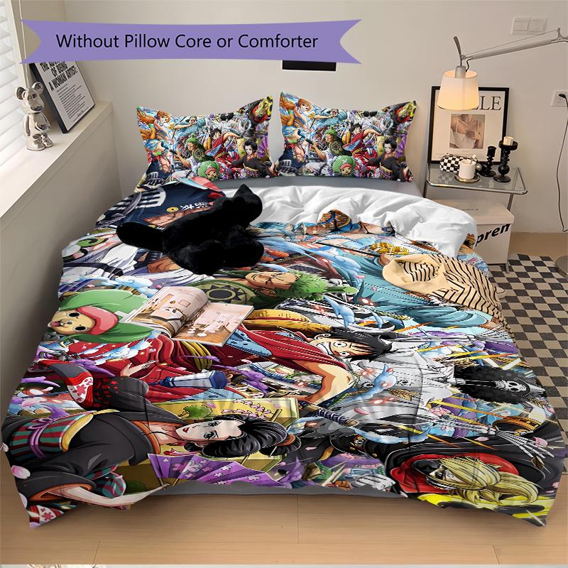 One Piece Adventure Printed 3pcs Bedding Set Soft Microfiber 1 Duvet Cover And 2 Pillowcases Home Bedroom Decor Xmas Gift K1779